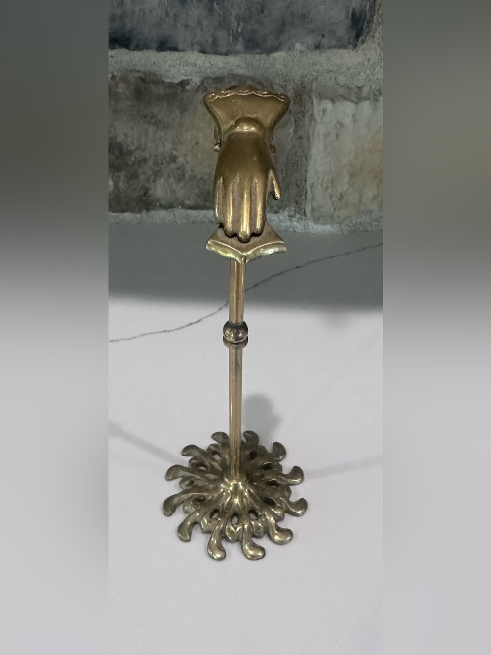 SRG Victorian Style Brass Gloved Hand- Recipe Card, Note Holder Stand Vintage